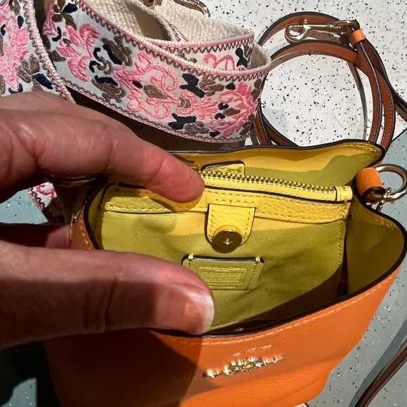 Coach Mini Town Candied Orange Crossbody Bag with Original & Floral Pink Strap - Picture 5 of 10